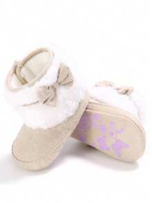 Botas de nieve con lazo floral lindas para bebés niñas, con suela blanda y cómoda, adecuadas para otoño/invierno - Albaricoque - Ver 5