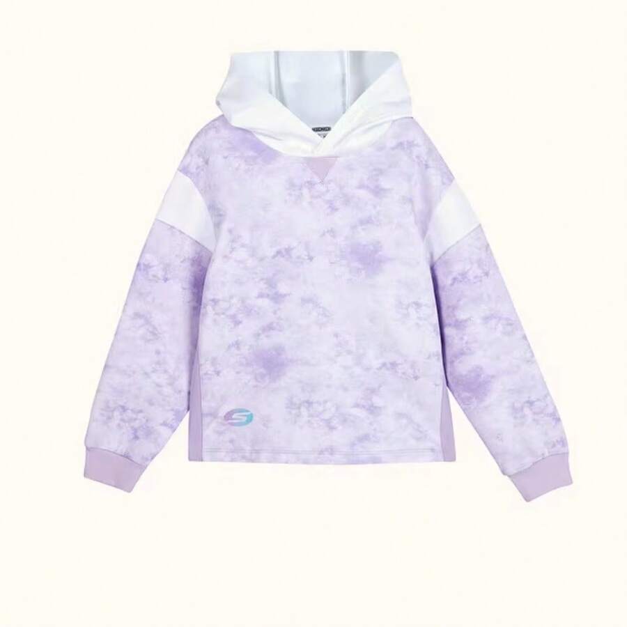 Skechers 新款女童圆领针织套头卫衣 - 紫色/白色 - 查看 1