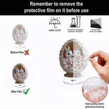 1 chiếc, Đồ trang trí để bàn bằng acrylic xoay tròn với hình chú thỏ dễ thương và ngọn nến xoay, dùng để trang trí bàn làm việc trong phòng khách, phòng ngủ và văn phòng, trang trí lễ Phục Sinh, 2D - Đế xoay nhiều màu - Xem 4