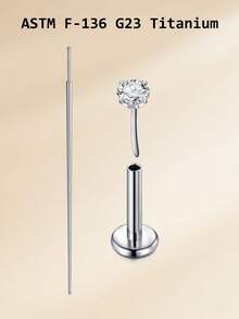 CIZME Piercing de lèvre en alliage de titane G23 sans filetage 20g, anneaux de lèvre avec pierre de CZ incrustée, convient pour le piercing des lèvres et du cartilage de l'oreille, disponible en rose et bleu CZ, unisexe - Argent - Voir 11
