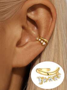 1 Stück 925 Sterling Silber modische achteckige Stern & Vierblatt Kubikzirkonia Clip-On Ohrringe, exquisiter Schmuck geeignet für den täglichen Gebrauch von Frauen, Partys und Bankette - Gold - Übersicht 12