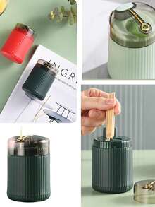 Automatic Pop-Up Toothpick Holder, Luxury Button Toothpick Dispenser, Portable Automatic Toothpick Holder, Home Living Room Toothpick Container, Button Style Automatic Toothpick Storage Box, Suitable For Home, Living Room, Kitchen, Dining Room