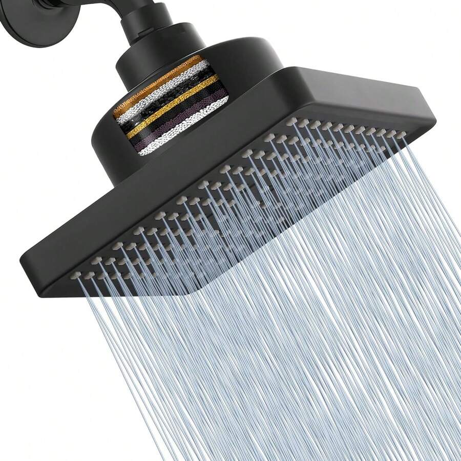 20 Etapas Filtro De Agua Para Regadera, 6"Cabezal de ducha de lluvia de alta presión con filtrado, Agua Para Eliminar Cloro, Impurezas Y Olores, Ideal Para Todo Tipo De Ba?o(ferroso) - albaricoque - Ver 1