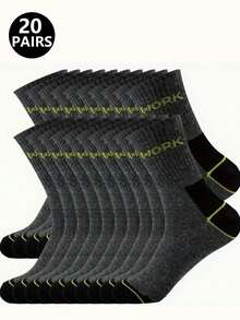 5/10/20 Pairs Men's Letter Socks, Work Letter Socks, Fitness Sports Socks, Running Socks, Walking, Daily Outfit, Casual Home Socks - Multicolor - View 13