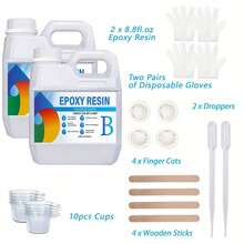 17.6 盎司/35.2 盎司（500 毫升/1000 毫升）晶莹剔透的环氧树脂套装 - 无气泡、不发黄，非常适合涂层、铸造、桌面、DIY、酒吧、河流桌、树脂艺术、高光泽木材、珠宝和 DIY 项目 - 非常适合情人节和手工制作