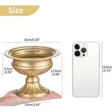 CZ Nuptio - Jarrón de 2 mini tamaño de metal para decoración de bodas fiestas jarrón de 12 6 cm de alto para ceremonia de aniversario 8764 - Dorado - Ver 2