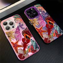 1 elegante funda para teléfono, no incluye cordón ni soporte. Funda para teléfono con diseño de criaturas marinas y sol con cuentas coloridas, compatible con Phone 11 12 13 14 15 16 17 Pro X 7plus 8plus Xs XS. De silicona, a prueba de golpes, vintage, divertida, impresionante, linda. Se puede regalar a amigos o a un ser querido. - Morado - Ver 6