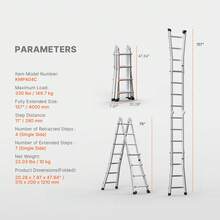 Escalera telescópica  con estructura en A y extensión de 13 pies, multifunción para tareas escolares - 13 pasteles - Ver 7