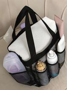 大容量网眼沙滩包，多口袋设计，专为女性和家庭打造，防沙、速干、手提，是夏季海滩度假和户外旅行的必备配件和装备，经久耐用，多功能收纳方案，是海滩度假和泳池派对的理想之选。 - 米色 - 查看 7