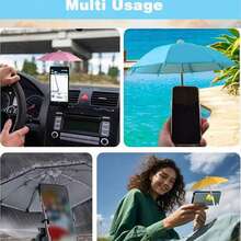 Soporte ajustable universal para teléfono con soporte de paraguas en miniatura - Visera solar para teléfono inteligente para exteriores - Visera solar portátil para teléfono, paraguas montado en el automóvil - Fácil de combinar, adecuado para uso en vacaciones al aire libre - Multicolor - Ver 6