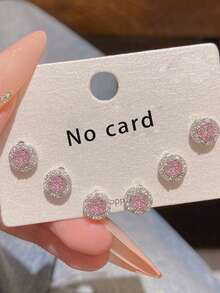 18K镀金纯银耳环，镶嵌璀璨圆形立方氧化锆钻石光环耳环 - 高级立方氧化锆铂金 - 銀色 - 查看 13