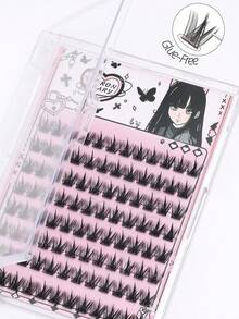 96pcs Natural Single Cluster Self-Adhesive False Eyelashes - Transparent Lash Stems. Realistic Cartoon-Style Lashes, Lightweight And Glue-Free, Dense, Curled And Lengthened. Self-Adhesive Design, Perfect For Bare-Faced Or Natural Makeup. - C - Xem 5