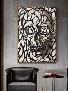 1 buc. Artă vizuală 3D cu craniu fără ramă, postere decorative de perete cu craniu. Potrivit pentru decor modern al casei, material pânză impermeabilă de înaltă calitate, decor de perete simplu, potrivit pentru decorul camerei, decorul dormitorului, decorul băii, căminului, biroului, holului, cadou. Decor de cameră și artă murală la modă.