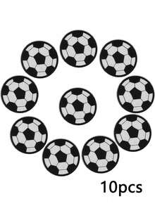 5/10 件足球熨烫/缝纫补丁、足球刺绣贴花、装饰服装、帽子、包包、牛仔裤、衬衫、连衣裙 - 彩色 - 查看 9