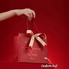 Customized Gift Bag, Customized Text, Red With Gold Bow, Fashionable And Exquisite, Suitable For Weddings, Valentine's Day, Birthdays, Gifts For Friends And Family, Customized Gift Packaging Bag - Multicolor - View 8
