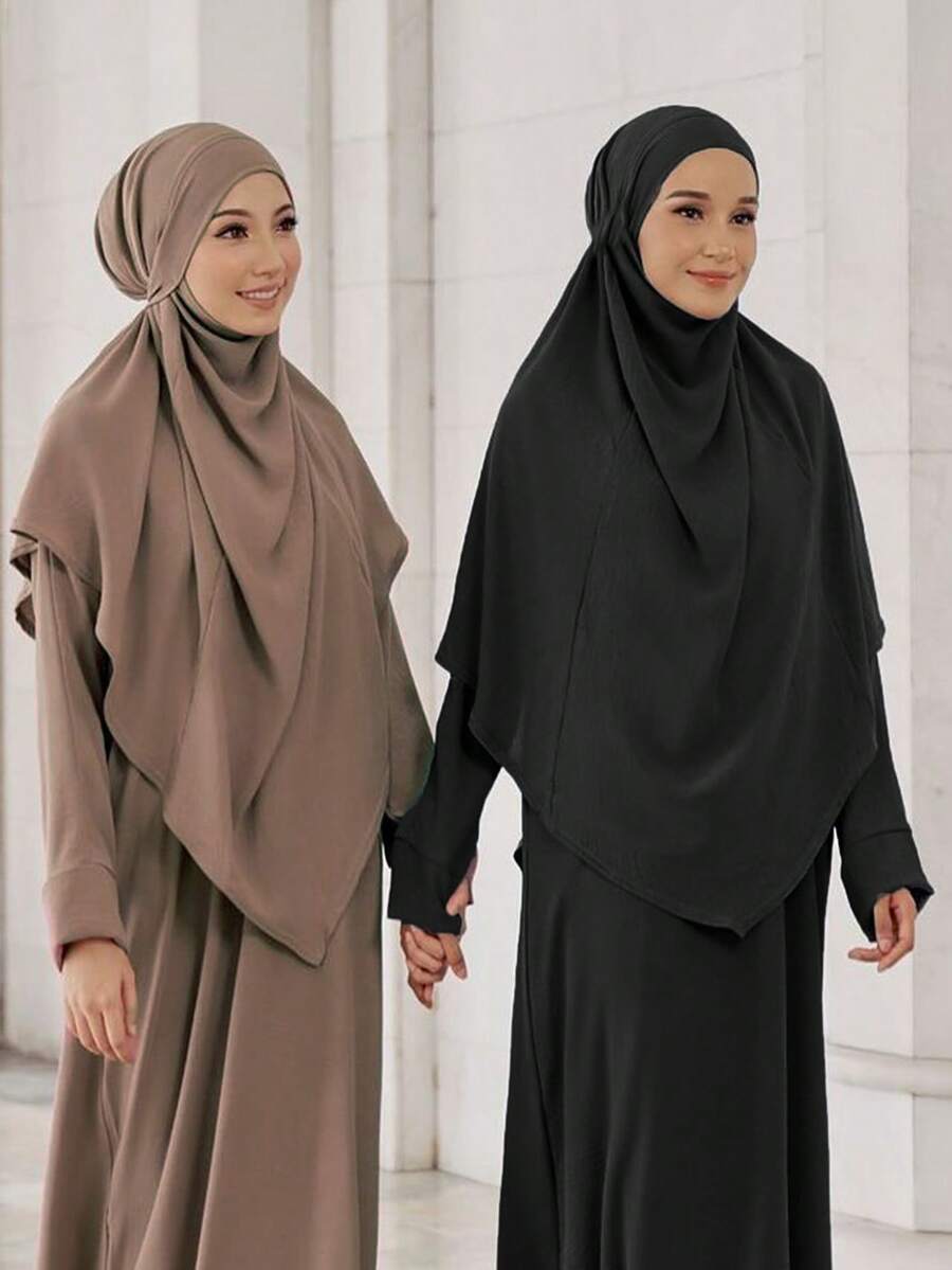 1pc Women's Instant Hijab With Tie, Breathable, Pleated, Convenient Daily Wear, Non-Slip Muslim Headscarf,Travel Essential,Holiday - Multicolor - View 1