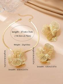 1 Đôi bông tai mặt dây chuyền hoa kết cấu vàng kim loại thanh lịch cổ điển, thích hợp cho phụ nữ đeo hàng ngày, tiệc tùng, ngày lễ, làm quà tặng - Vàng - Xem 6