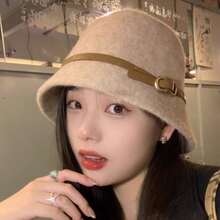 秋冬羊毛毡优雅复古钟形帽，高品质小号女士渔夫帽