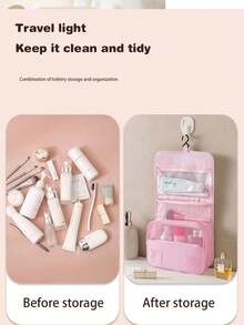1pc Multi-Functional Travel Makeup Bag, Multi-Layer Cosmetic Organizer Bag, Waterproof Hanging Toiletry Bag, Makeup Brush Holder, Portable Handbag, Perfume Storage Box, Suitable For Toiletries, Pens, Eyeshadow Brushes, Sanitary Napkins, Lipstick, Makeup Pencils, Lip Gloss, Skincare Products, Digital Products, Christmas Gift, Valentine's Day Gift, Suitable For Mother, Friends, Teachers,Pouch,Makeup Pouch,Travel Essential - Multicolor - View 6