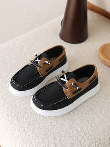 儿童防滑软底休闲运动鞋一双，套脚设计，男女童均适用，春秋季款 - 黑色 - 查看 1