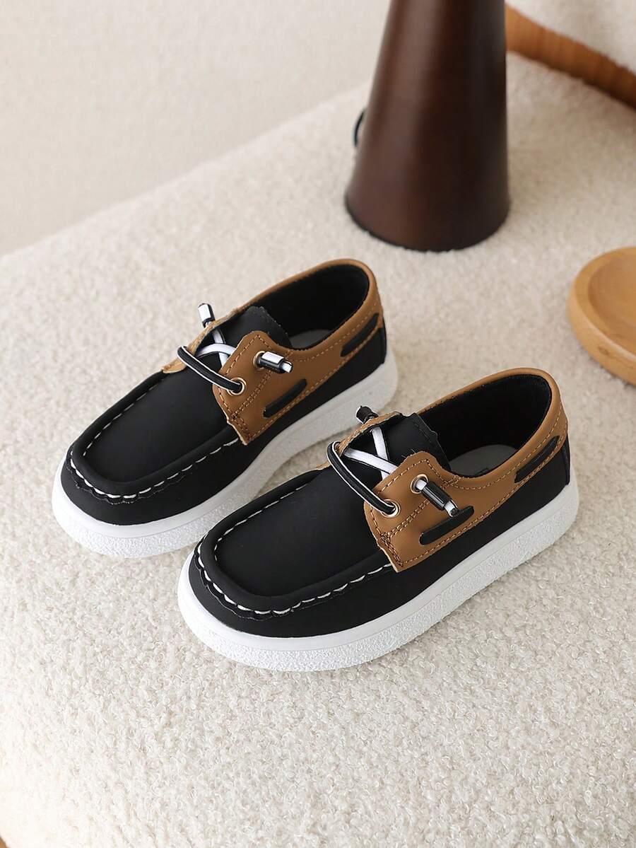 儿童防滑软底休闲运动鞋一双，套脚设计，男女童均适用，春秋季款 - 黑色 - 查看 1