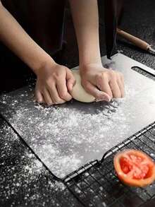 钛金砧板，厨房用钛金砧板，适用于肉类、水果和蔬菜，304不锈钢砧板 - 銀色 - 查看 2