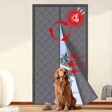 Heavy-Duty Magnetic Thermal Insulated Door Curtain For Winter - 38"X82" (96x208cm) Sliding/Regular Doors, Multi-Layer Oxford Fabric & Insulation, -Saving Locking System, Pet-Friendly Locking Mechanism, Fits Wood/French Doors - Màu Xám nhạt - Xem 1