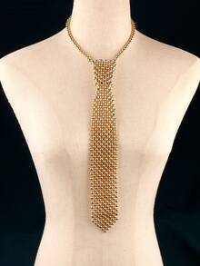 Nuevo collar de corbata con forma de flecha tejida a mano en color dorado, corbata de moño con cuentas, accesorio de moda para ropa con fondo blanco, decoración de camisa - A403 - Ver 8