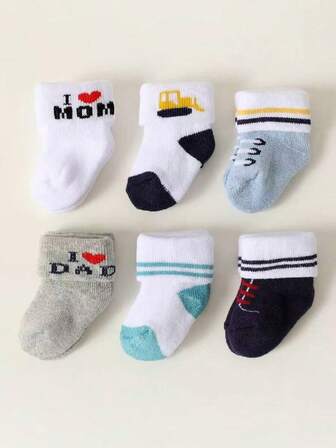 6 par godisfärgade barnstrumpor, söta och varma för höst/vinter