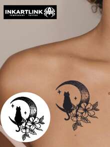 INKARTLINK Revolutionary Technology Tattoo, Semi-Permanent Tattoo, Realistic Tattoo, Cute Kitten, Heartfelt Tattoo, Temporary Tattoo, Fake Tattoo, Waterproof, Authentic Tattoo Look, Niche Design Tattoo, Fruit Juice Tattoo, Plant Tattoo - Black - View 9