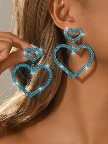 1对女士情人节梦幻闪亮粉色耳环，心形设计，浪漫可爱，情人节、妈妈、母亲节礼物 - 彩色 - 查看 8