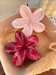 2pcs/1pc Women Fashion Flower Gradient Color Big Size 8cm/3.15in Lightweight Plastic Hair Clips, Elegant High-End, Minimalist Solid Color Hair Claws Suitable For Daily, Casual, Party, Commuting, Beach, Using In Bathroom For Hair Washing, Makeup, Matching Clothes Accessories Hair Jaw Clip Hair Clamps Hair Clutch Hair Catcher Clip, Claw Clip Fall Winter Hair Accessories For Women For Vacation Outfits Woman - Multicolor - View 12