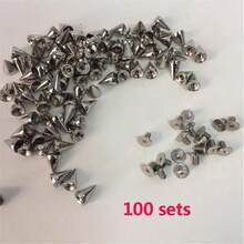 100pcs/200pcs Punk Style Rivet Studs, Suitable For DIY Leather Crafts - 7mm X 10mm Bullet Cone Spikes And Metal Rivets - Silver - View 10