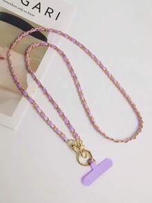 1件金属皮革手机壳链，女士金属链条挂绳斜挎肩带配饰，多功能珍珠链项链，含可拆卸夹子 - 彩色 - 查看 13