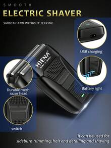 HIENA 3pcs/2pcs/1pc Multi-Functional Household Hair Tools, Mini Barber Supplies, Adjustable Cordless Hair Clippers For Men, Portable Beard Trimmers Electric Shavers, USB Charging & ABS Body, Father's Day/Christmas Men's Gifts