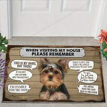 Yorkie Please Remember Easy Clean Welcome Mat, Felt And Rubber Funny Home Decor, 18*30 Inch Mat - Non-Slip, Absorbent Front Door Carpet With Rubber, 730g - Grey - View 2