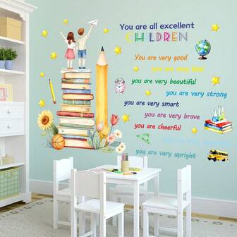Adesivi da parete per aula - Citazioni ispiratrici e decalcomanie a tema scolastico | Decorazioni rimovibili per asilo nido/sala giochi | Adesivi educativi colorati per bambini per il ritorno a scuola