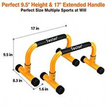Push Up Bar Parallettes Bars For L-Sit And Dip Heavy-Duty No Wobbling Parallel Bars Stand For Handstands Full Planche Calisthenics 9.5in High Workout Stands For Home Fitness Training - Yellow - View 2