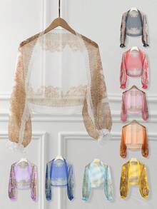 1件优雅复古腰果色真丝轻薄披肩 - 彩色 - 查看 1