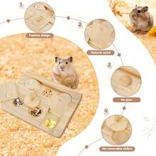 6-In-1 Wooden Interactive Puzzle Feeder Toy For Guinea Pigs, Hamsters, Rabbits, Mice And Gerbils - 1pcs - View 4