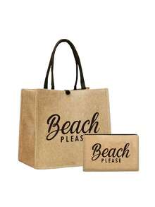 Túi tote vải lanh dung tích lớn, in họa tiết chữ "Beach", túi mua sắm cỡ lớn tiện dụng, túi xách tay quai vải lanh, túi đựng đồ đa năng, túi quà tặng cá nhân hóa, thích hợp cho du lịch, mua sắm, kỳ nghỉ, tựu trường, tiệc tùng, người bạn đồng hành tuyệt vời cho Ngày của Mẹ, sinh nhật, Ngày Nhà giáo, kỷ niệm, ngày lễ, sự kiện tiệc tùng. - Nhiều màu - Xem 13