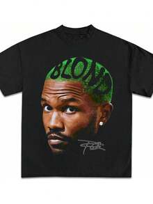 Frank Oceans Shirt Rap Tee Concert Merch Blonds Album Cover Graphic T-Shirt  COTTON New Arrival Anime Clothes  T Shirts For Men - màu đen - Xem 1