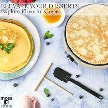 Moss & Stone Crepera eléctrica de 8 pulgadas, Pan Apo Crepera portátil y interruptor de encendido/apagado de placa caliente, revestimiento antiadherente, control automático de temperatura(Beige) - Multicolor - Ver 4