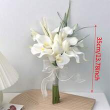 Artificial Bridal Bouquet, Real Touch Calla Lily Bride Bouquets Wedding Flowers Bouquets For Bride Bridesmaid Wedding Ceremony, Marriage White Flowers Arrangements, Wedding Supplies - Multicolor - View 9