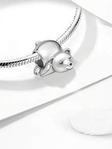 1颗925纯银刺猬珠吊坠，适合DIY手链和女士首饰 - 集合2 - 查看 4