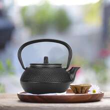 Cast Iron Tea Pot 0.3L Home Use Kettle with Strainer Modeled On Japanese Tea Boiler - Negro - Ver 7