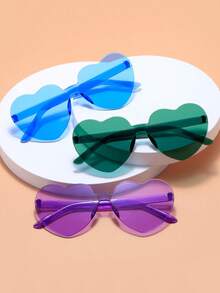 心形糖果色无框趣味心形眼镜，男女皆宜，派对礼物，女士心形眼镜，时尚心形眼镜，派对眼镜，沙滩配饰，婚礼，生日派对，旅行，新娘送礼会，单身派对，婚礼，新娘派对礼物 - 紫色 - 查看 2