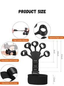 1pc Creative Portable Five-Finger Trainer, Hollow Silicone Finger Puller, Vein Trainer, Adjustable Grip, Exercise Hand Grip Strength, Suitable For Physical Exercise, Sports Fitness, Instrument Training, Gym - Multicolor - View 3