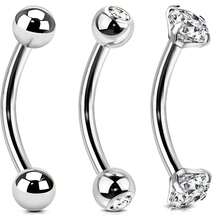 AVYRING 3 Buah Perhiasan Tubuh Stainless Steel 16G, Cincin Pusar Kecil Emas, Barbel Pusar Melengkung, Tindik Mata Ular Perak untuk Lidah, Conch, dan Alis - Gaya 1# - View 3