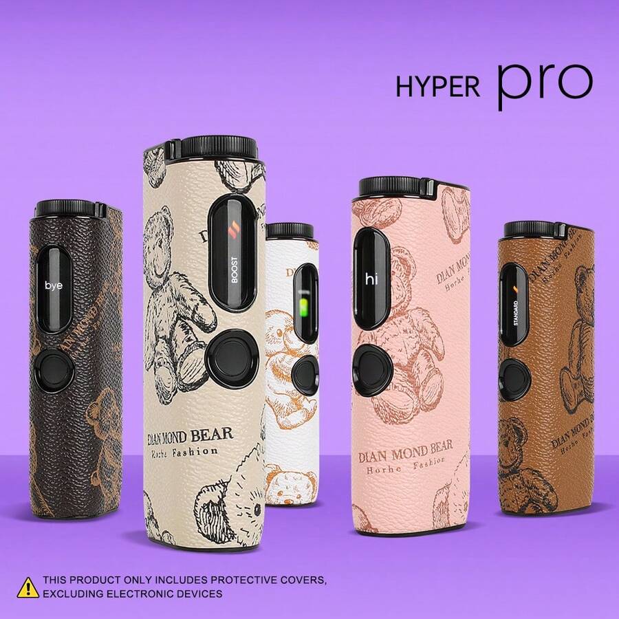 1pc Glo HYPER Pro Protective Case, Brown Bear Pattern, PU Leather + PC Material, Perfect Fit Protection, Effectively Prevents Scratches, Drops And Collisions, Ideal Accessory For Smokers, Fashionable & Unisex, Suitable As Gift For Valentine's Day, Christmas, Father's Day And Other Holidays - Glo HYPER Pro-brown Bear - View 1